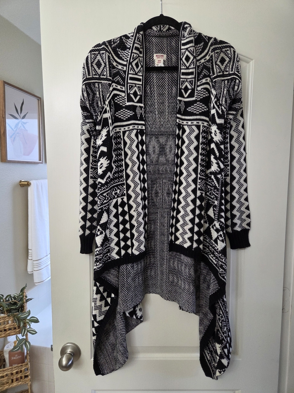 Mossimo Supply Co. Black & White Aztec Open-Front Cardigan